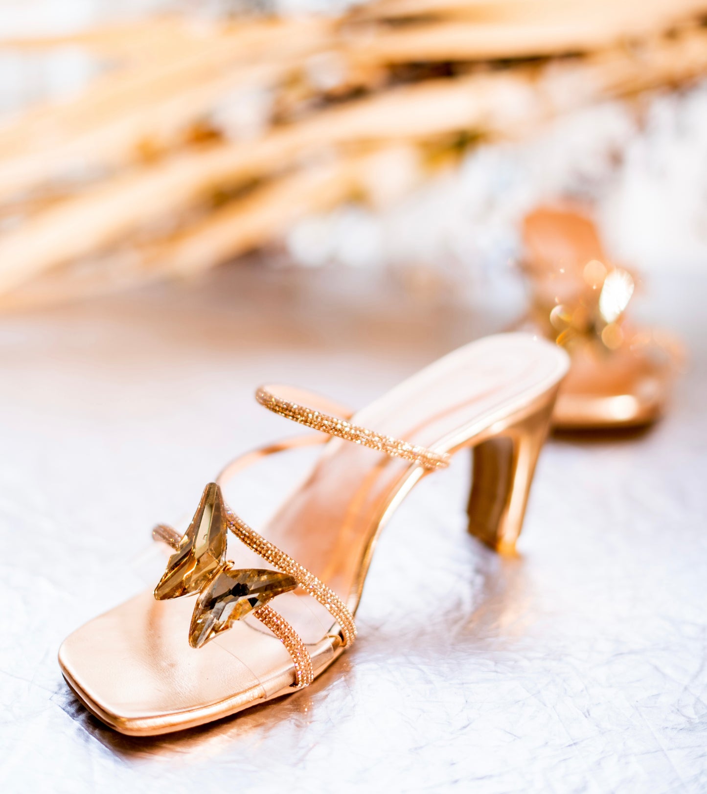 Butterfly bliss gold heels