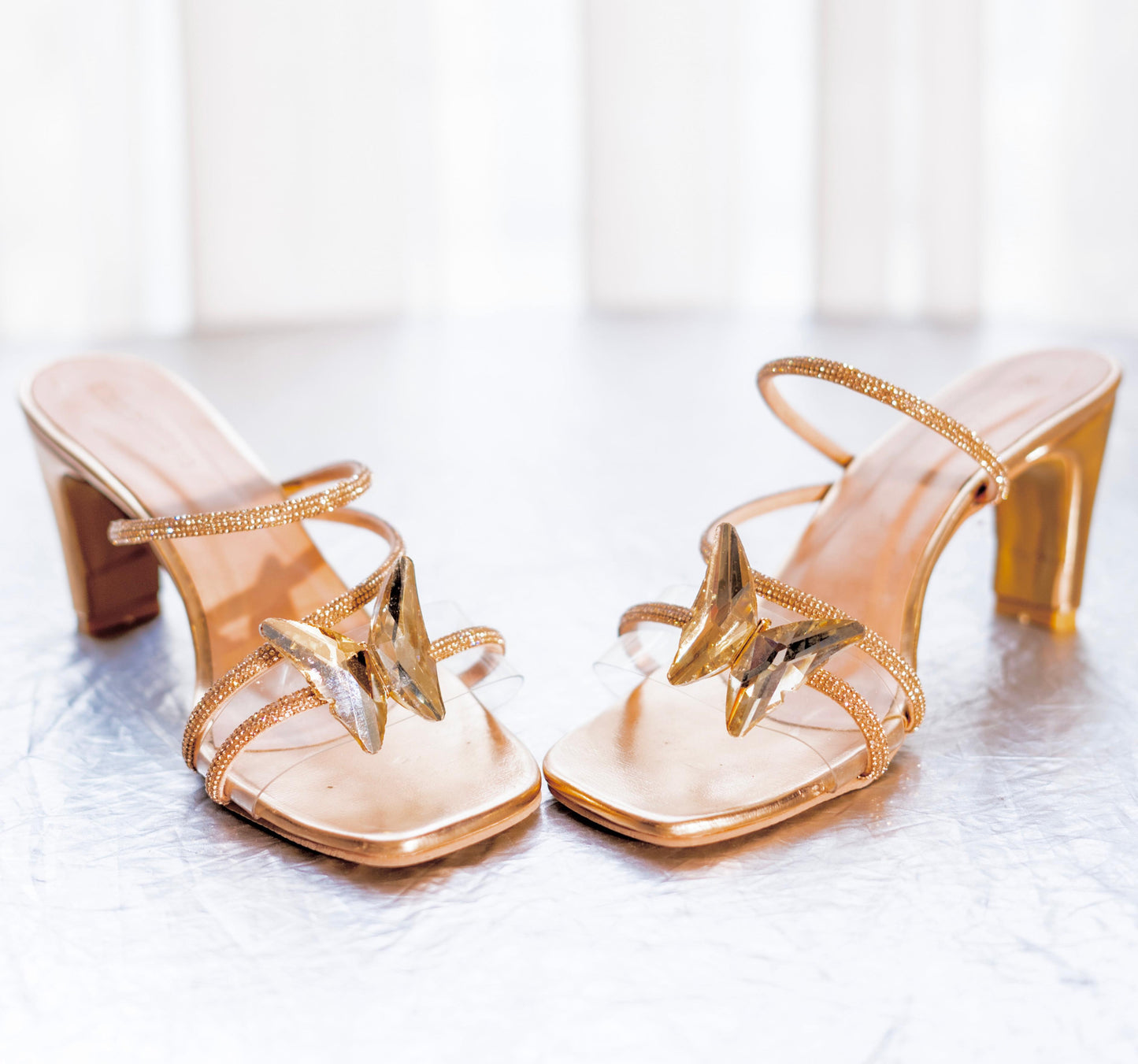 Butterfly bliss gold heels